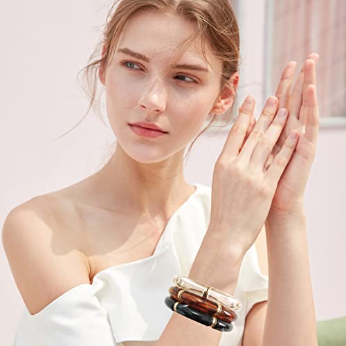 Colorful Acrylic Beads Bamboo Tube Bracelet Set