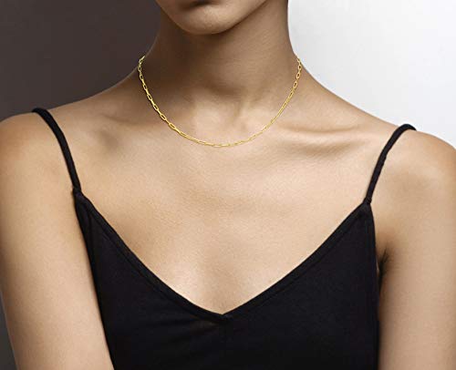 Miabella 18K Gold Over Sterling Silver Italian Paperclip Necklace