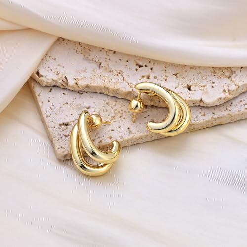 Moodear 14K Gold Plated Dainty Hoop Earrings