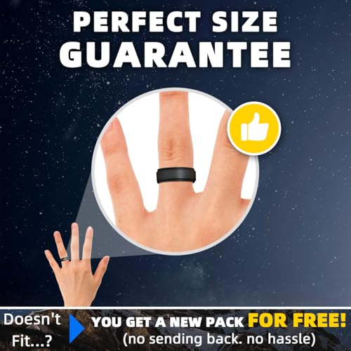 Breathable Silicone Wedding Rings Bands for Men - Multipack