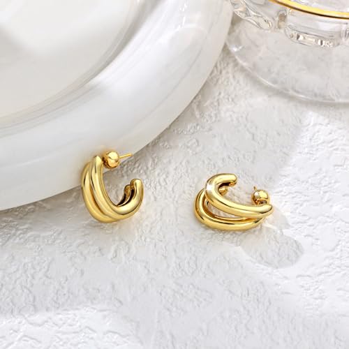 Moodear 14K Gold Plated Dainty Hoop Earrings