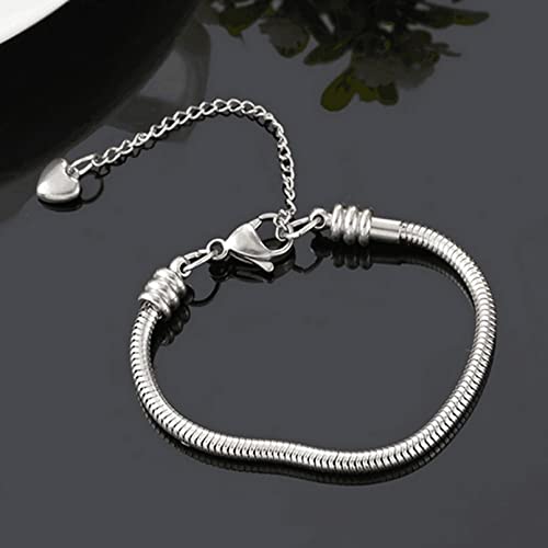 European Charm Bracelet: Stainless Steel Snake Chain
