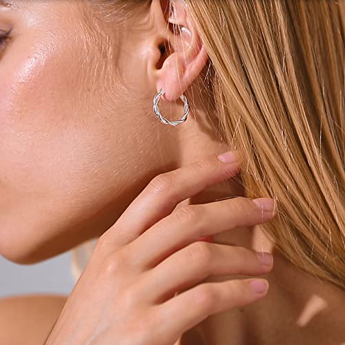 Sterling Silver Hoop Earrings Set for Women Men