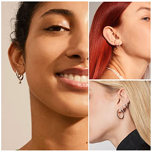 Sterling Silver Hoop Earrings Set for Women Men