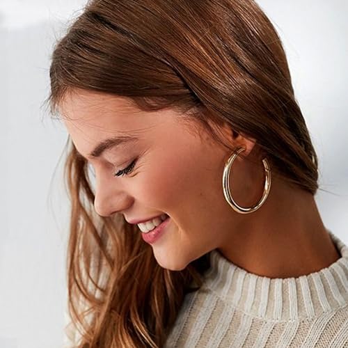Chunky Pearl Statement Hoop Earrings Set for Women