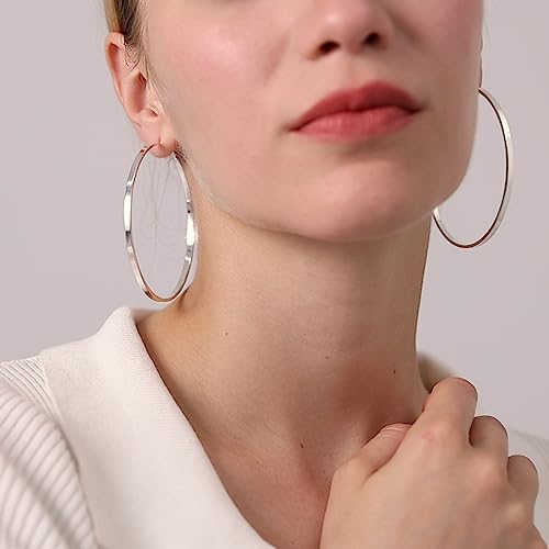 Silver Lightweight Hypoallergenic Large Hoop Earrings 70MM