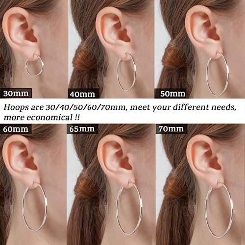 Silver Lightweight Hypoallergenic Large Hoop Earrings 70MM
