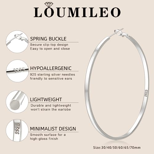 Silver Lightweight Hypoallergenic Large Hoop Earrings 70MM