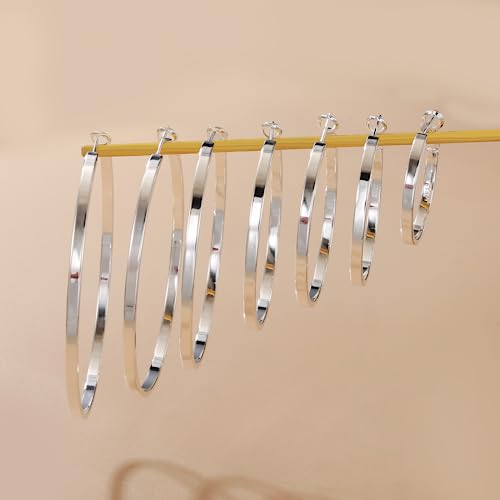 Silver Lightweight Hypoallergenic Large Hoop Earrings 70MM