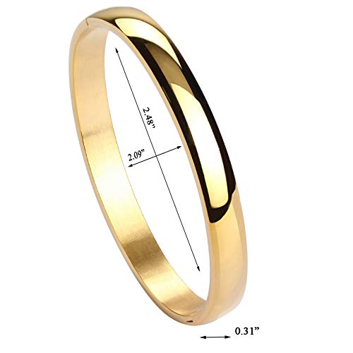 Gold Stainless Steel Oval Bangle Bracelet - MILAKOO Women's
