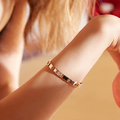 Gold Bangle Bracelets with Love Stones for Women