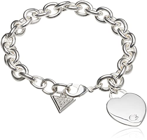 Silver G Logo Heart Link Bracelet, 7.5 inch