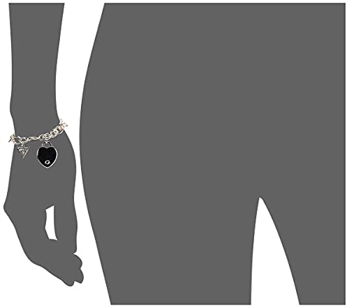 Silver G Logo Heart Link Bracelet, 7.5 inch