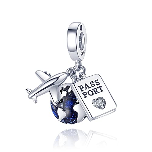 925 Silver Charms: Airplane, Passport, Butterfly, Dragonfly Beads