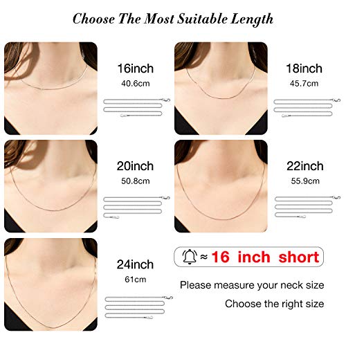 925 Sterling Silver Box Chain Necklace for Women