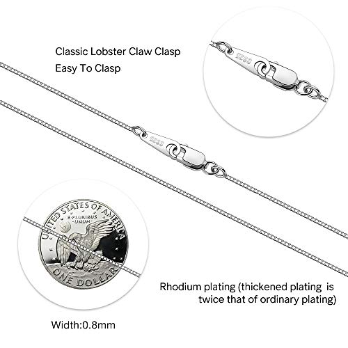 925 Sterling Silver Box Chain Necklace for Women