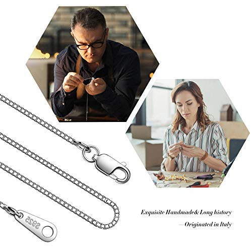 925 Sterling Silver Box Chain Necklace for Women