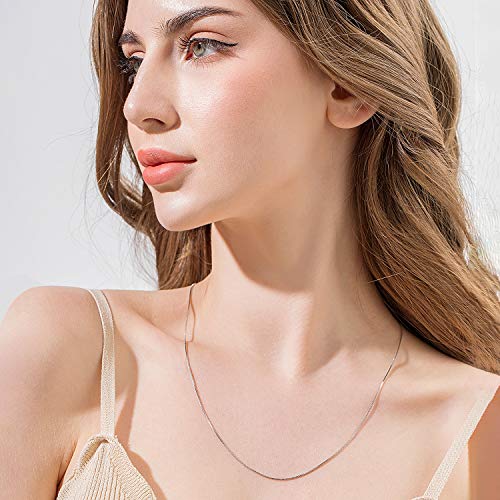 925 Sterling Silver Box Chain Necklace for Women