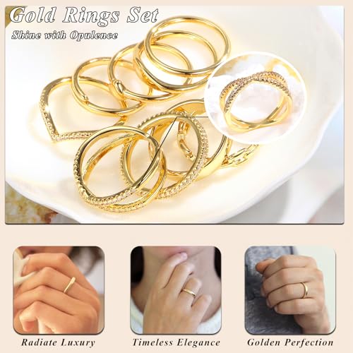 10 Dainty 14K Gold Rings for Women, Teens