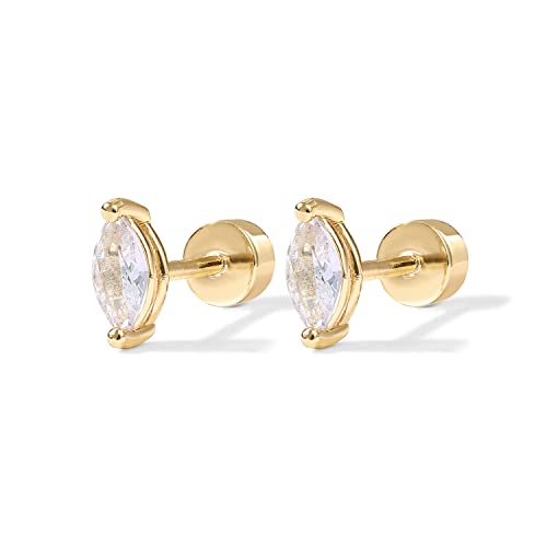 14K Gold Plated Sterling Silver Marquise Earrings for Women
