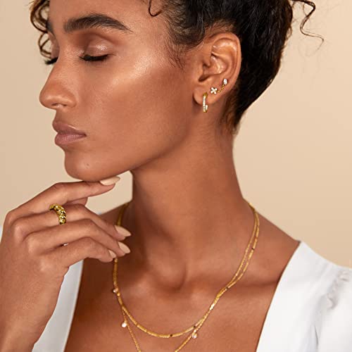 14K Gold Plated Sterling Silver Marquise Earrings for Women