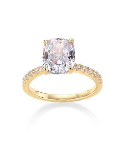 PAVOI 14K Yellow Gold Plated CZ Engagement Ring