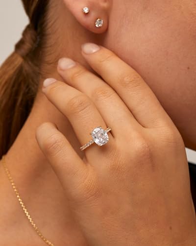 PAVOI 14K Yellow Gold Plated CZ Engagement Ring