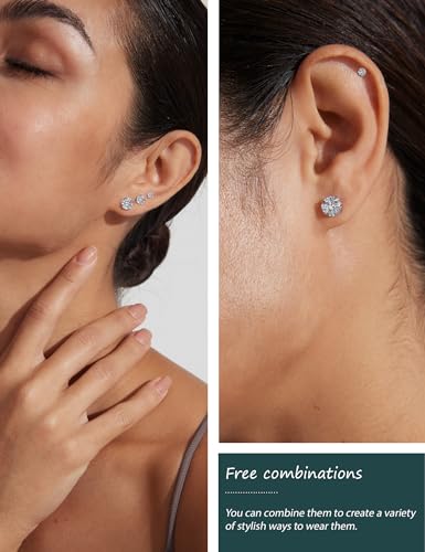 Hypoallergenic Cubic Zirconia Stud Earrings Set (5 Pairs)