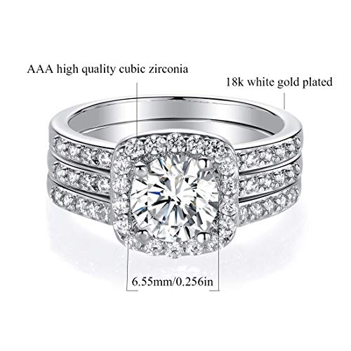 White Gold Cubic Zirconia Halo Ring for Women