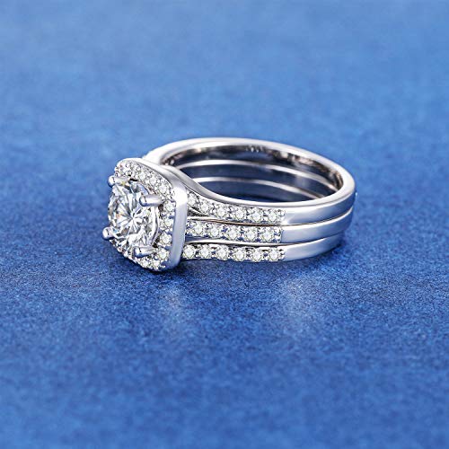 White Gold Cubic Zirconia Halo Ring for Women
