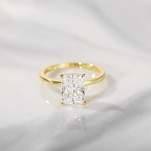 Radiant Cut CZ Solitaire Gold Engagement Ring Silver