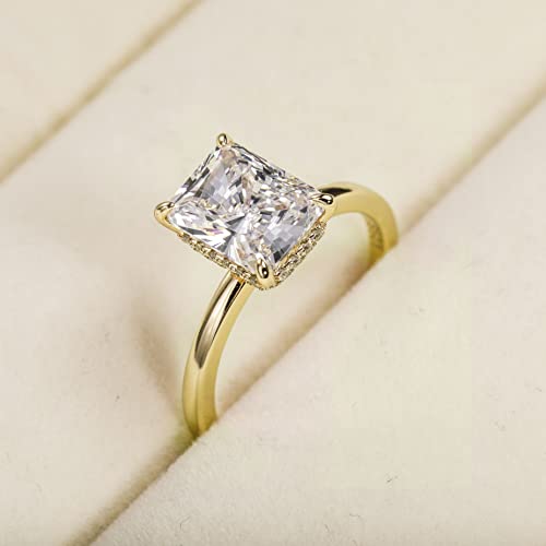 Radiant Cut CZ Solitaire Gold Engagement Ring Silver