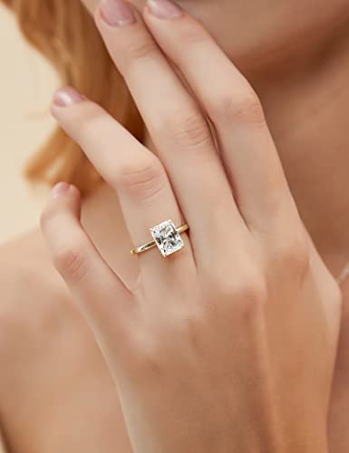 Radiant Cut CZ Solitaire Gold Engagement Ring Silver