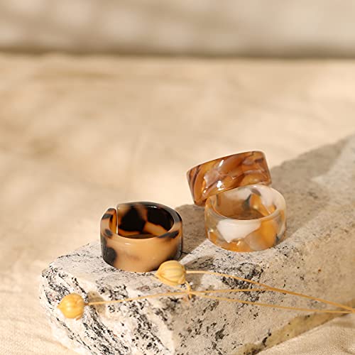 Colorful Resin Rings Set - Trendy Stackable Jewelry