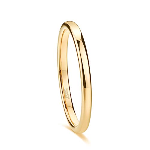TRUMIUM 2mm Gold Tungsten Women's Wedding Band Size 7