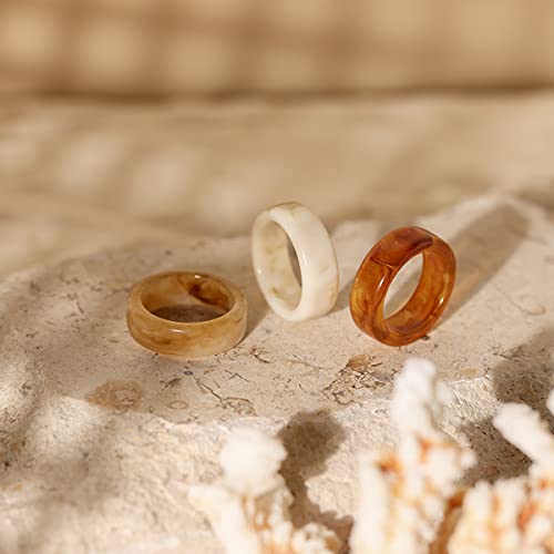 Colorful Resin Rings Set - Trendy Stackable Jewelry