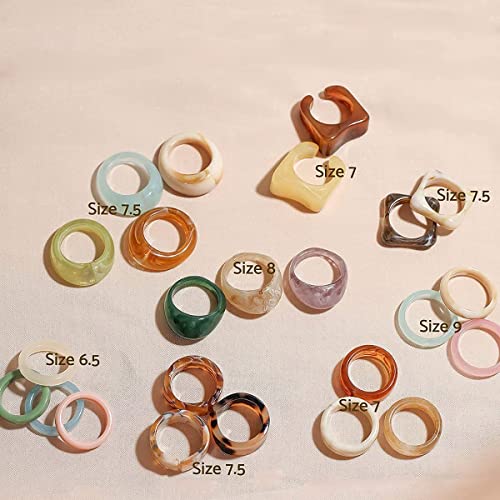 Colorful Resin Rings Set - Trendy Stackable Jewelry