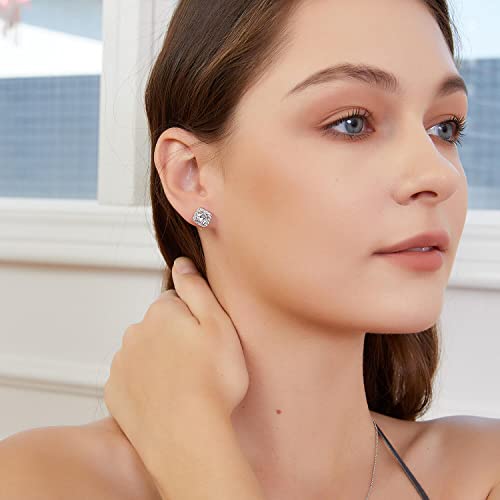 18K White Gold Plated CZ Diamond Stud Earrings