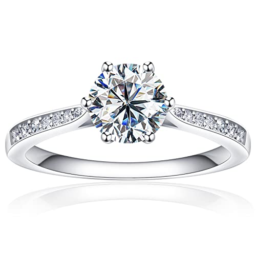1ct-2ct Moissanite D Color Solitaire Engagement Rings Women