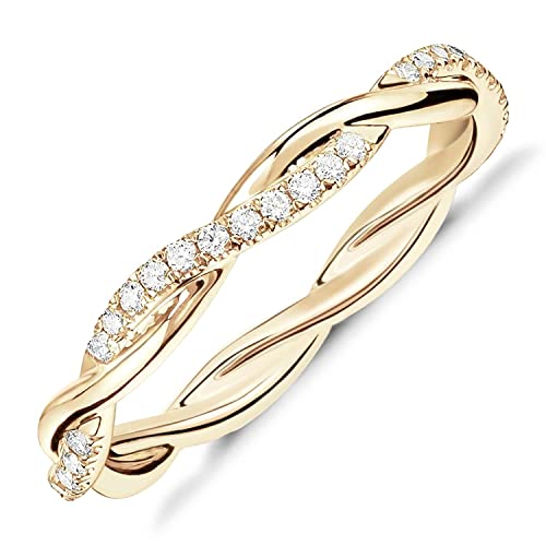 14K Gold Plated CZ Twisted Rope Eternity Band