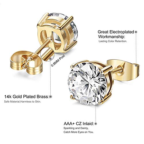 Kainier Women's 14K Gold Plated CZ Stud Earrings