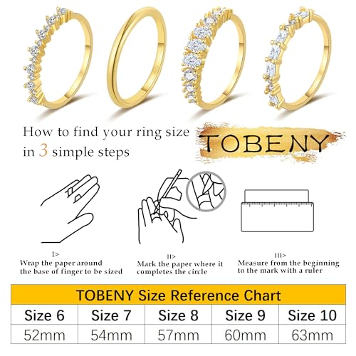 TOBENY 14K Gold Plated Stackable CZ Rings Set