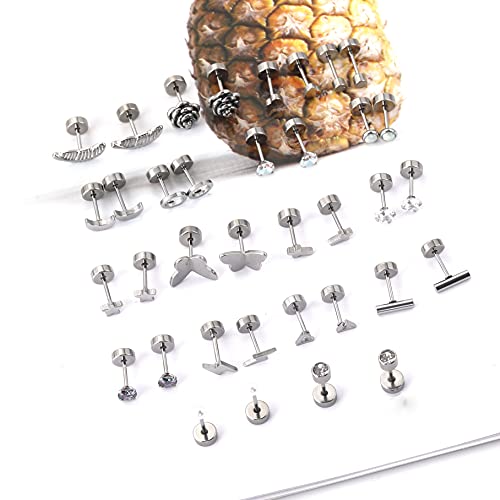 18 Pairs Stainless Steel Geometric Stud Earrings Set