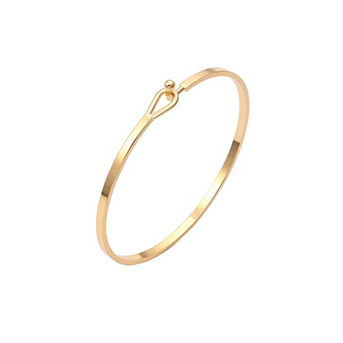 PERNNLA PEARL Thin Gold Personalized Bangle Bracelet