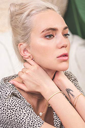 PERNNLA PEARL Thin Gold Personalized Bangle Bracelet