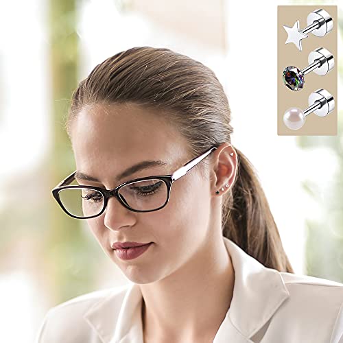 18 Pairs Stainless Steel Geometric Stud Earrings Set