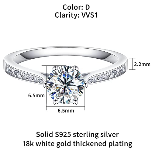 1ct-2ct Moissanite D Color Solitaire Engagement Rings Women