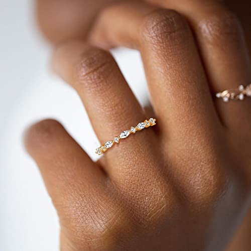 14K Gold Plated Cubic Zirconia Wedding Band 7.5