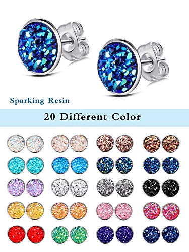 Set of 20 Stainless Steel Druzy Stud Earrings