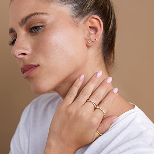 PAVOI 14K Gold CZ Flat Back Stud Earrings